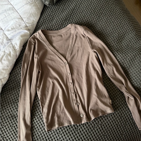 Tops - Vuori Taupe Button-Up Cardigan